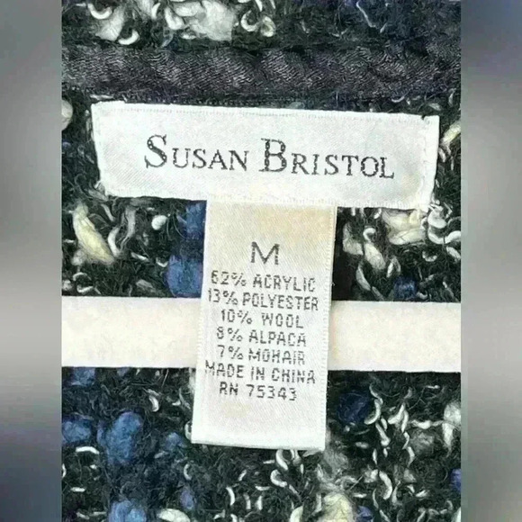 Susan Bristol Boucle Cardigan Jacket Wool Alpaca Mohair Blend Soft Size Medium - Picture 12 of 13